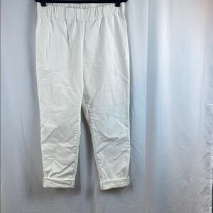 Women's White Denim Pull On‎ Elastic Waist Pants